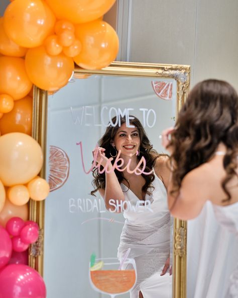 Aperol Spritz Themed Bridal Shower- Her Last SPRITZ as a MISS 🍹 Isn’t she so adorable! 🥹🧡 • • • Backdrops, Balloons & Backdrop Flowers: @decorandvibes • Backdrop Decal: @signedbytobs • Entrance Live Flower arrangement: @goldiegroupott • Cake: @ohmysweetreats • Photographer: @samuelbass • • #ottawa #orange #hotpink #balloongarland #613 #ottawaevents #bridalshower #bridetobe #aperolspritz #aperolspritztheme #pink #fuschia #ottawabridalshowers #ottawaeventdecor #sohochampagne #ottawaeventd... Aperol Spritz Balloon Garland, Aperol Bridal Shower Theme, Pink Orange Bridal Shower Theme, Sun And Spritz Bachelorette, Pink And Orange Bridal Shower Decor, Aperol Spritz Bridal Shower Theme Backdrop, Bridal Shower Themes Pink And Orange, Bridal Garden Party, Spritz Aperol