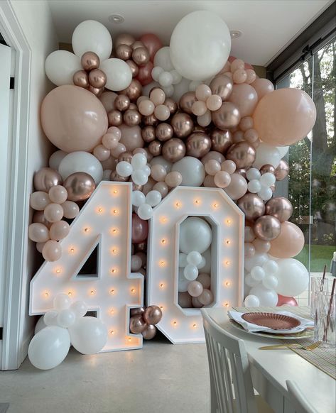 40 Marquee Numbers With Balloons, Simple 60th Birthday Decorations, Backdrop 40th Birthday, Balloons And Marquee Numbers, 40th Birthday Party Balloons, 40th Birthday Balloons For Woman, Balloon Decorations 40th Birthday, 40th Birthday Decorations Women, 40 Decorations Birthday