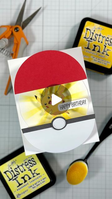 Ralph Tyndall Designs on Instagram: "Gotta catch ‘em all? I don’t want to catch ‘em all…that was a lot of work 😩  #cardmaking #crafts #asmr #pokemon #pikachu #pokeball #diy" Pikachu Cards Birthday, Pikachu Birthday Card Diy, Pikachu Cards Diy, Pokemon Ball Craft, Pokemon Punch Game, Pokemon Gift Ideas Diy, Ralph Tyndall Designs, Pokemon Birthday Cards Handmade, Pokemon Card Diy