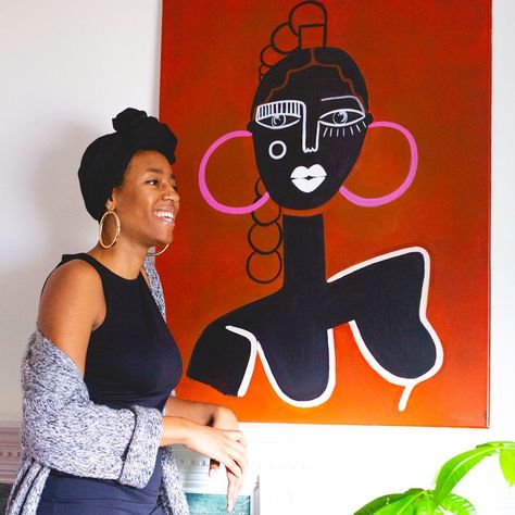 Black Art Acrylic Painting, Kristen Woollery, Black Artists Artworks, Radiating Love, African Paintings, Geometric Shapes Art, Easy Art Projects, Black Art Painting, South African Artists