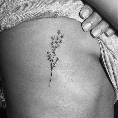 Thyme sprig. Thanks for your trust Virpal! #teamgoldeniron #goldenirontattoostudio #thefineartfactory Thyme Sprig, Pagan Tattoo, Thyme Flower, One Word Tattoos, Black Sketch, Tulip Tattoo, Tattoo Spots, Z Tattoo, Matching Sister Tattoos