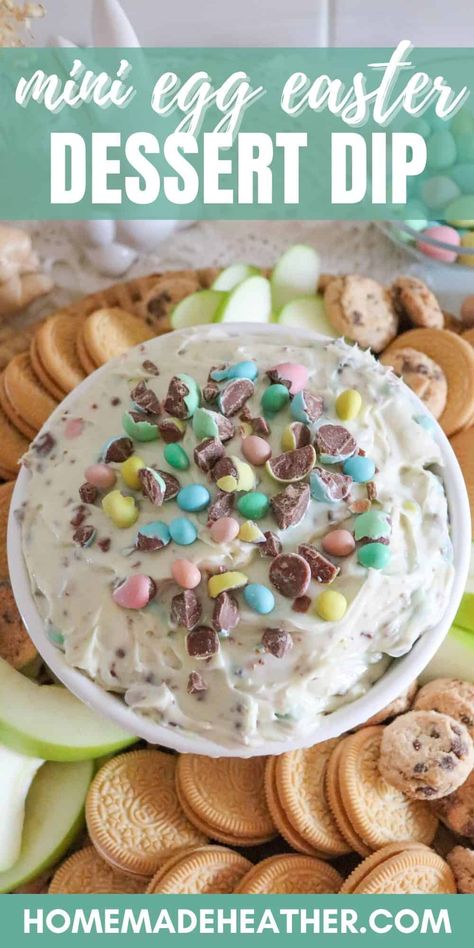 Dessert With Mini Eggs, Mini Egg Dessert Dip, Mini Egg Cream Cheese Dip, Mini Egg Easter Dessert, Easter Desserts With Mini Eggs, Mini Egg Desserts Easy, Dessert Dips For Easter, Mini Eggs Desserts, Easter Dip Appetizers