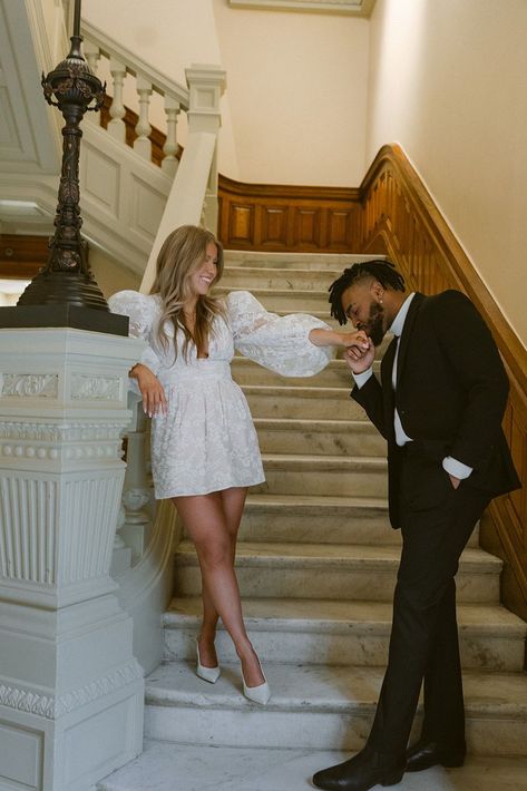 Man kissing woman's hand during their Atlanta engagement photoshoot at Georgia Capitol Museum. See more classy engagement photos, classy engagement dress ideas, and classy engagement photos outfits! Book Ruzin for your Atlanta engagement photoshoot or Atlanta wedding photography at ruzincunningham.com! Casual Engagement Photos Outfits, Atlanta Engagement Photos, Casual Engagement Photos, Classy Engagement Photos, Engagement Photos Outfits, Engagement Photoshoot Ideas, Atlanta Wedding Photography, Georgia Wedding Venues, Wedding Journal