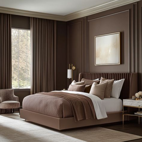 Mocha Bedroom, Elegant Modern Bedroom, Taupe Bedroom, Mocha Mousse, Hotel Inspiration, Modern Bedroom, Mocha, Design Ideas, Interior Design