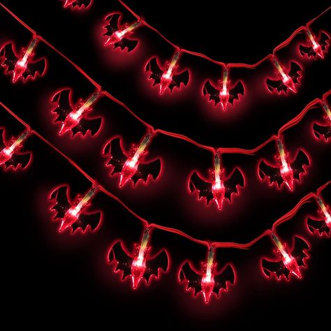 Red Bat String Lights #Halloween Bat Light, Halloween Bats, String Lights, Bat, Halloween Decorations, Lighting, Halloween, Red