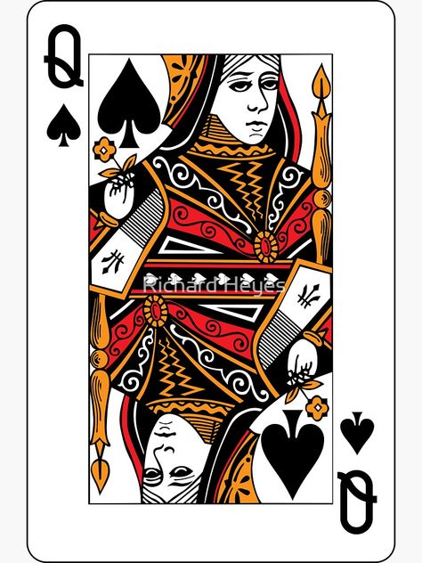 "Queen of Spades" Sticker for Sale by Richard Heyes | Redbubble Queen Of Spades Card Design, Playing Cards Queen, Cards Playing, Card Deck, Playing Card, Tattoo Inspo, Deck Of Cards, Sticker Design, Classic Design