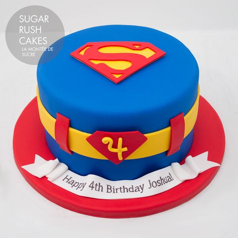 Superman Cake For 8 Superman Birthday Party Cake, Sugar Cake Decorations, Superman Birthday Cake, Superman Cake, Superman Birthday Party, Superman Cakes, Superman Birthday, Baking Inspiration, Superhero Cake