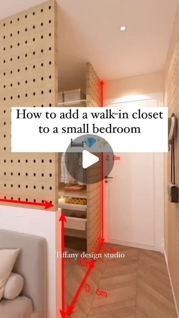 Tiffany design studio💎 on Instagram: "Small Bedroom with a walk-in closet ? 💎✨🛏️ ��• • • #tiffanydesignstudio #smallbedrooms #bedroomdesignideas" Bedroom With Small Walk In Closet, Tiny Bedroom With Closet, One Room Decor Small Spaces, Bedroom In Living Room Ideas Small Spaces, Deco Bedroom Ideas Small Spaces, Walk In Closet Ideas For Small Spaces, Tiny Storage Room, Bedroom Wall Closet Ideas, Makeover Room Ideas Bedrooms