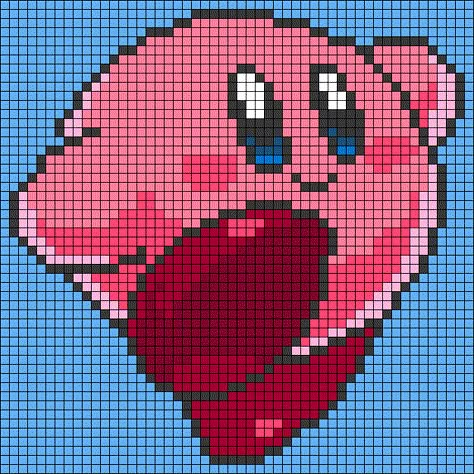 Alpha pattern #120640 | BraceletBook Kirby Grid Pattern, Animal Crossing Alpha Pattern, Kirby Alpha Pattern, Kirby Video Game, Kirby Video, Kawaii Nintendo, Pixel Grid, Crochet Grid, Grid Patterns