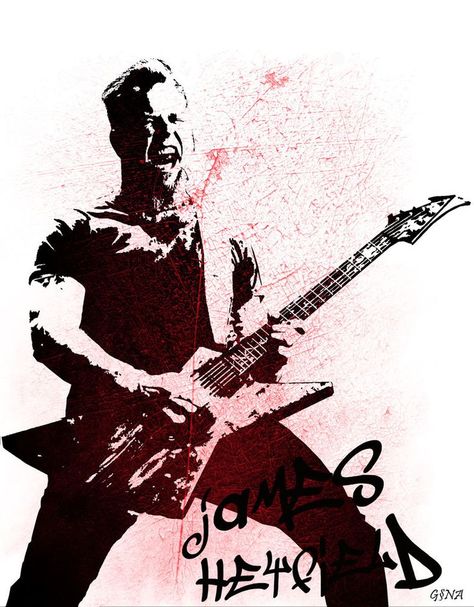 Metallica: James Hetfield. Ron Mcgovney, Metallica Tattoo, Metallica Logo, Metallica Art, Musician Portraits, Robert Trujillo, Musician Art, Pin Up Girl Vintage, Guitar Painting