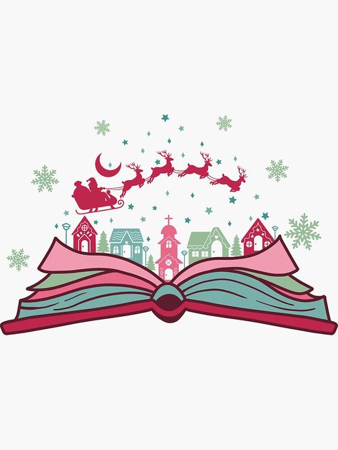 "Christmas Reading Book Lover " Sticker for Sale by ArtMeetsPizza Book Sale Aesthetic, Christmas Book Background, Bookish Christmas Wallpaper, Christmas Book Wallpaper, Christmas Book Stickers, Christmas Books Aesthetic, Christmas Book Aesthetic, Christmas Stickers Aesthetic, Kobo Screensaver