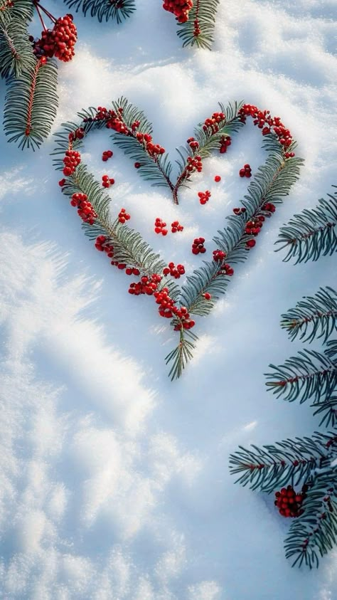 Winter Scenery Beautiful, Beautiful Heart Pictures, Modern Front Porch, February Wallpaper, Heart In Nature, Rustic Easter, Merry Christmas Images, Winter Images, Front Porch Christmas Decor Ideas