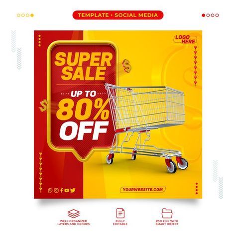 Retail Social Media Design, Discount Offer Creative Ads, Discount Social Media Design, Supermarket Social Media Design, 50% Off, Sale Social Media Design, Super Sale Poster, Supermarket Poster, Animal Pictures For Kids