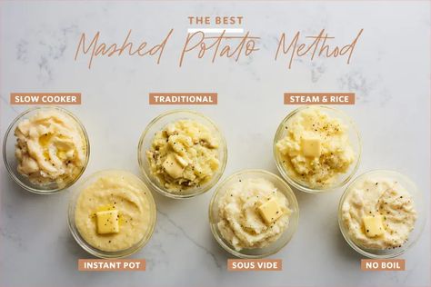 The Best Mashed Potato Method | Kitchn Sous Vide Mashed Potatoes, Egg Substitute In Baking, Bacon Potatoes, Making Baked Potatoes, Perfect Mashed Potatoes, Mashed Potatoes Recipe, Making Mashed Potatoes, How To Cook Potatoes, Mashed Potato