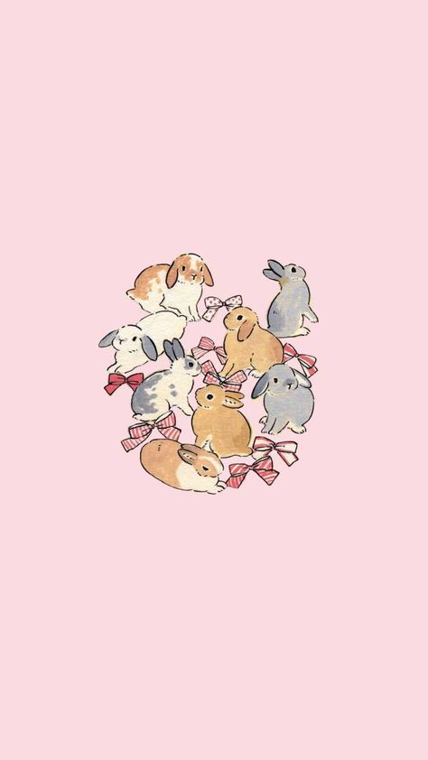 Cute Pink Bunny Wallpaper, Bunny Phone Wallpapers, Cute Animals Background, Pink Homescreen Ideas, Bunny Aesthetic Wallpaper, Bunny Wallpaper Aesthetic, Pink Rabbit Wallpaper, Pink Bunny Wallpaper, Rabbits Wallpaper