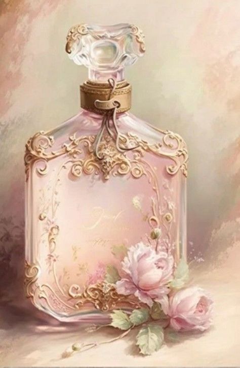 Perfume Art Painting, Perfume Vintage, Perfume Art, Idee Cricut, Pretty Perfume Bottles, Perfume Bottle Art, Free Vintage Printables, Antique Perfume Bottles, Altered Bottles