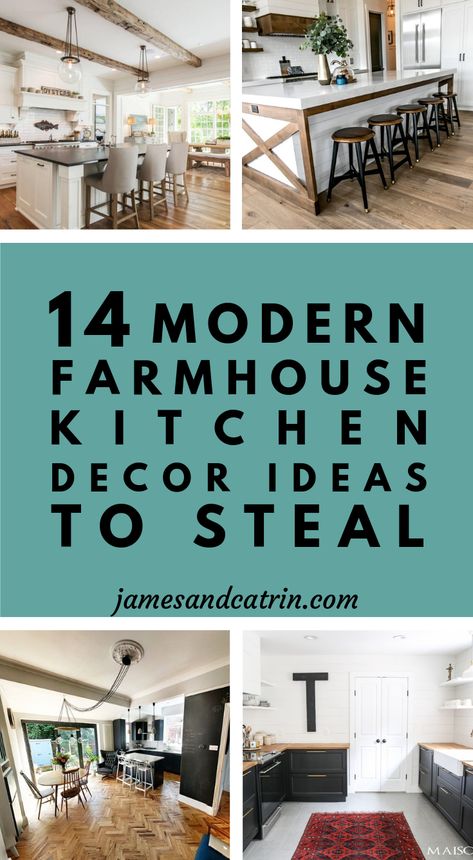 Modern farmhouse kitchens are very popular but how can you create your own modern farmhouse kitchen? We bring you ideas, inspiration, tips and tricks to bring modern farmhouse decor into your kitchen whether you are doing a complete remodel or sprucing up your existing kitchen. #modernfarmhouse #kitchen #rustic Sophisticated Farmhouse Kitchen, Modern Rustic Farmhouse Kitchen Simple, Modern Farmhouse Decor Ideas Kitchen, Modern Farmhouse Industrial Kitchen, 2023 Modern Farmhouse Kitchen, Modern Farmhouse Kitchens 2023, Rustic Modern Home Decor Kitchen, Modern Farmhouse Kitchen Table Ideas, Modem Farmhouse Kitchen