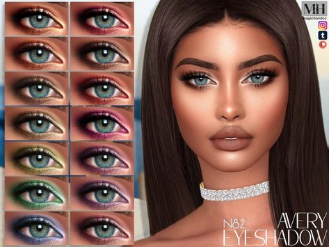 The Sims Resource - Avery Eyeshadow N82 Sims 4 Eye Makeup, Sims 4 Cc Characters, Sims 4 Make Up, Green Hair Streaks, Mod Makeup, Sims 4 Face, Mod For Sims 4, Sims 4 Genetics, Sims Makeup