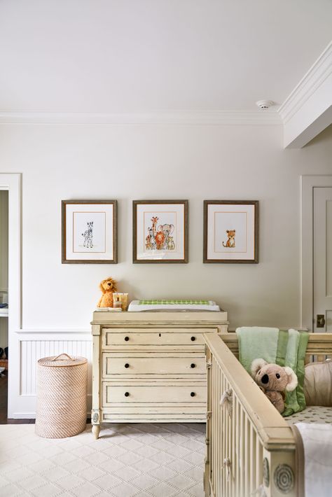 Leonardo's Room Coastal Nursery Ideas, Baby Room Gender Neutral, Coziest Bedroom, Celebrity Nurseries, Hamptons Farmhouse, House In The Hamptons, Cute Storage Ideas, Coastal Nursery, French Dresser