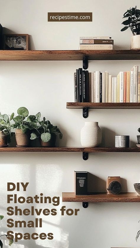 Maximize your space with stylish DIY floating shelves! Perfect for small spaces, these shelves are easy to make and provide a sleek, modern way to organize your home. Whether you're displaying books, plants, or decor, floating shelves add both function and style to any room. 🛠📚 #FloatingShelves #SmallSpaceSolutions #DIYHomeDecor #MinimalistLiving Shelves For Small Spaces, Decor Floating Shelves, Diy Floating Shelves, Aesthetic Diy, Home Decor Shelves, Maximize Storage, Organize Your Home, Floating Shelves Diy, Small Space Solutions