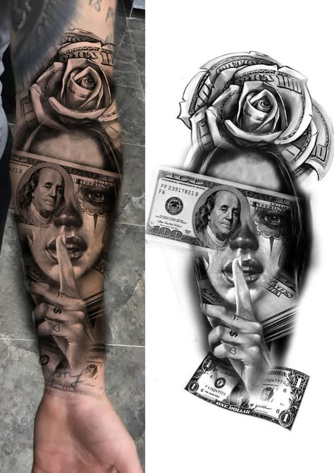 Tattoo Chicano Style, Cool Sleeve Tattoos, Sleeve Tattoos Men, Tattoo Gangster, Girl Tattoo Design, Cholo Tattoo, Tattoo Mafia, Dollar Tattoo, Chicanas Tattoo