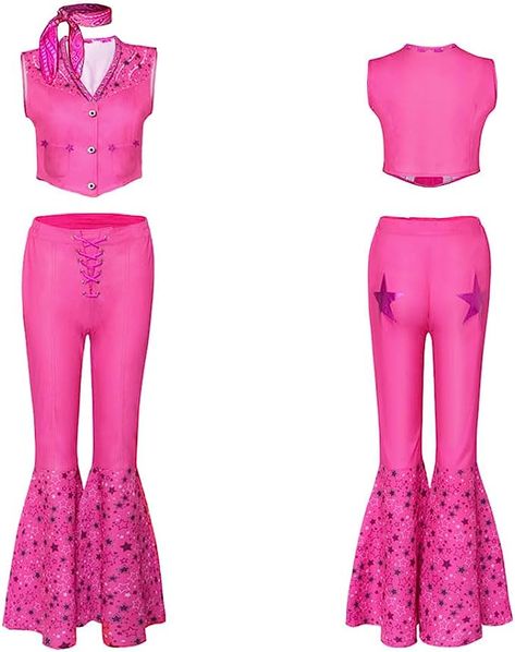 Pink Cowgirl Costume, Pink Outfit Set, Traje Cowgirl, Pink Plaid Dress, Barbie Halloween Costume, Barbie Halloween, Barbie Costume, Princess Cosplay, Cowgirl Costume