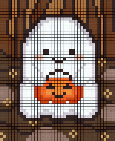 Alpha pattern #106417 | BraceletBook Halloween Grid Art, Halloween Pixel Art 32x32, Pumpkin Alpha Pattern, Pixel Halloween Art, Pixel Art Pattern Halloween, Fall Alpha Patterns, Halloween Pixel Art Grid, Pixel Art Autumn, Autumn Pixel Art