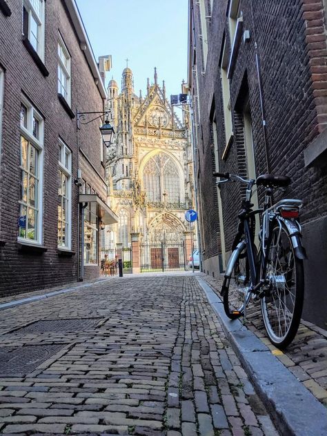 I call this "The Dutch" - red bricks, bike, lamp, cobblestone and the cathedral! This was in a beautiful small town in southern Netherlands called Den Bosch! Pretty spectacular to be honest! - Imgur Adventure Landscape, Den Bosch, Top Travel Destinations, The Cathedral, To Be Honest, Red Bricks, Vacation Hotel, Be Honest, Utrecht