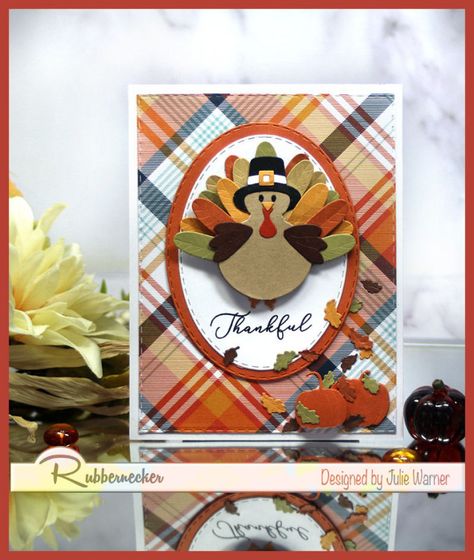 Spellbinders Happy Turkey Day, Turkey Cards Thanksgiving, Stampin Up Turkey Punch Art, Turkey Cards, Fall Embellishments, Thanksgiving Hand Made Cards, Plaid Crafts, Thanksgiving Drawings, Thanksgiving Cards Handmade