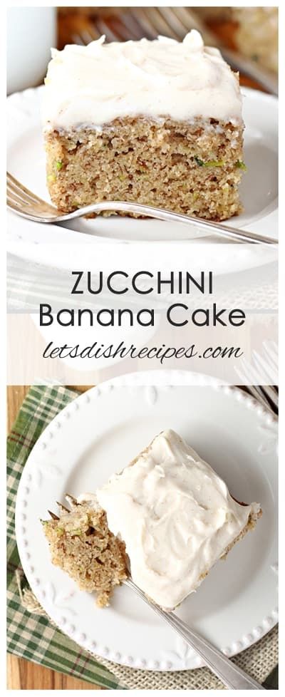 Zucchini Banana Snack Cake with Cream Cheese Frosting Banana Zucchini Cake, Banana Snack Cake, Zucchini Recipes Dessert, Zucchini Cakes Recipe, Zucchini Banana, Cake With Cream Cheese Frosting, Cream Cheese Frosting Recipe, Salty Cake, Chocolate Zucchini