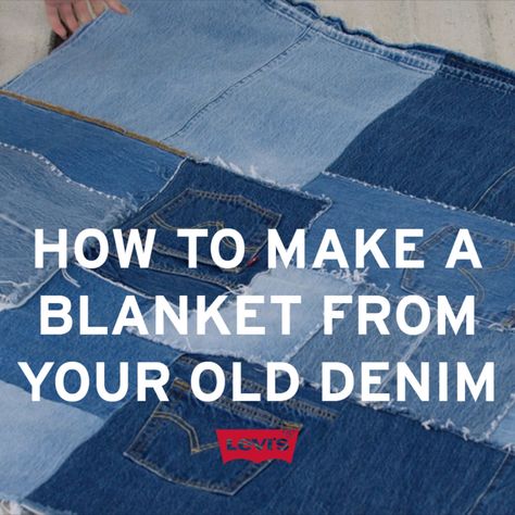 Life is long, and there comes a time when even your favorite pairs of jeans get old, or snug, or tired, and it’s time to move on. But you shouldn’t throw them out, and you don’t even have to give them away. Instead, reimagine your old denim into a blanket you can use forever. Don’t know how? We do, and soon you will, too. Denim Throw Blanket, Denim Blanket Diy Old Jeans, Denim Quilts Old Jeans, Denim Quilts Old Jeans Diy, Diy Old Jeans, Denim Blanket, Make A Blanket, Denim Quilt, Blanket Diy