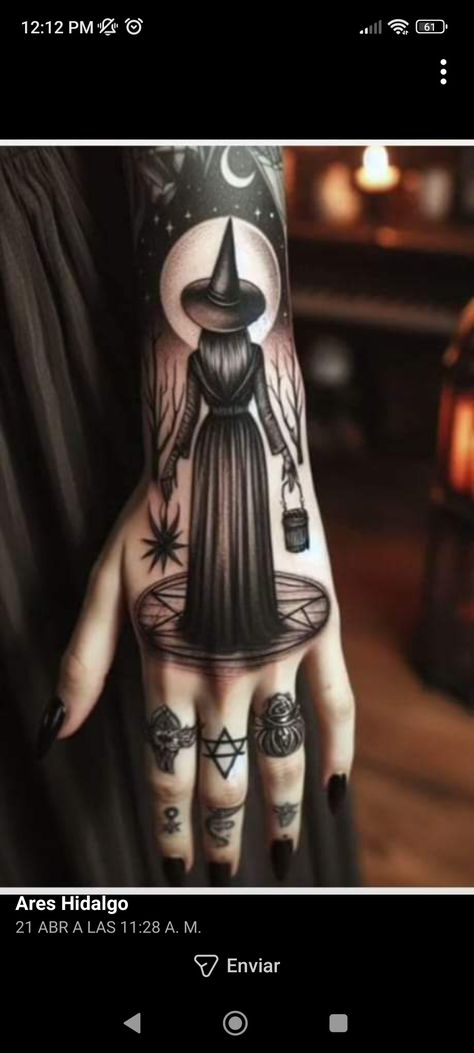 Witch Leg Tattoos Women, Black And Grey Witchy Tattoos, Good Witch Tattoo Ideas, Witch Theme Tattoo Sleeve, Vintage Style Tattoos For Women, Witch Sleeve Tattoo, Wicked Witch Tattoo, Witchcraft Tattoos Ideas, Halloween Witch Tattoo