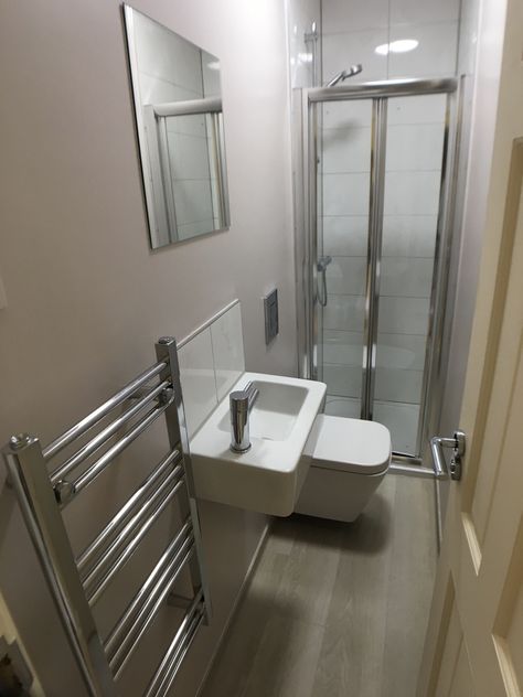 Adding A Long, Narrow Ensuite in Leeds - UK Bathroom Guru Long Narrow Ensuite, Narrow Ensuite, Narrow Bathroom Layout, Tiny Shower Room, Small Narrow Bathroom, Small Ensuite Bathroom, Long Narrow Bathroom, Small Bathroom Plans, Small Ensuite