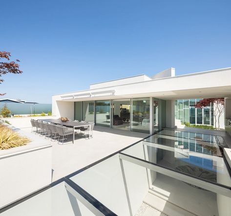 Boundary Bay Residence by Frits de Vries Architects Modernist Architects, Roof Deck, Side Yard, Family House, Concrete Floors, Stunning View, Steel Frame, Single Family, Outdoor Spaces