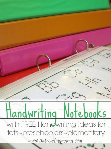 Handwriting Notebooks with LOTS of FREE Resources for Toddlers, Preschoolers and Elementary-Age Kids | This Reading Mama Handwriting Printables, Pre-k Writing, Handwriting Notebook, Free Handwriting, Preschool Writing, Preschool Literacy, Kindergarten Writing, Pre Writing, Writing Center