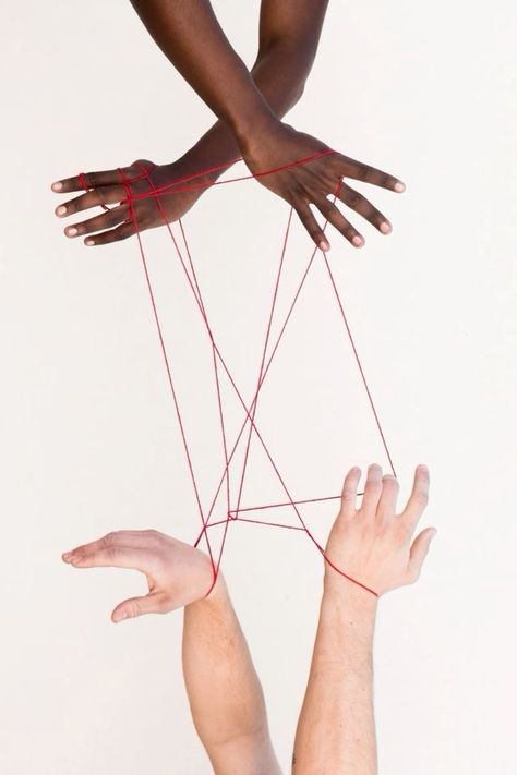 Red Thread Photography, Hands With Strings, Human Connection Photography, Creative Photography Mental Health, Interconnectedness Art, Red String Of Fate Aesthetic, Vulnerability Photography, Strings Aesthetic, String Photography