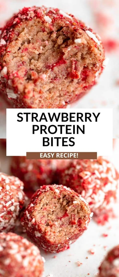 Protein Energy Bites, Protein Balls Healthy, High Protein Snack, Afternoon Slump, Protein Baking, Strawberry Protein, High Protein Desserts, Protein Treats, Protein Powder Recipes