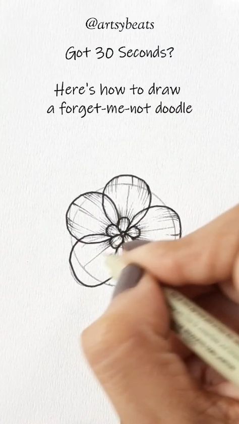 How To Draw A Forget Me Not Flower, How To Draw Tiny Flowers, How To Draw Forget Me Nots Flower, How To Draw Flowers Step By Step Simple, Forget Me Not Flowers Drawing, Drawing Flowers Easy, Forget Me Nots Flowers, Bulletin Journal, Beginner Sketches