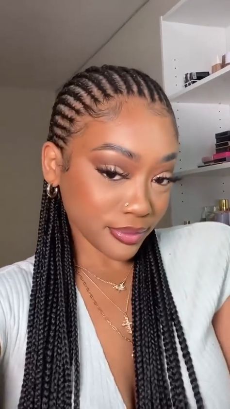 Nice Casual Outfits Black Women, Cornroll Hairstyles For Black Women, Ombre Cornrows Braids, Conroll Styles For Black Women, Cornroll Braids Hairstyles Cornrows, Long Cornrows Braids, Corn Row Braids Black Women, Straightback Cornrows Braids, Straight Back Feed In Braids