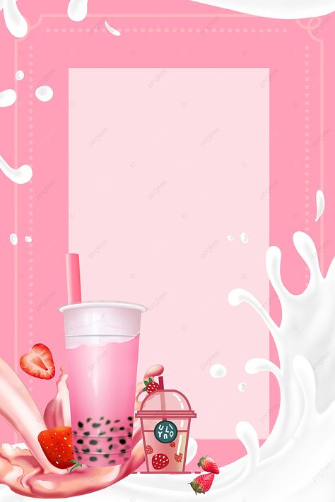 Milk Tea Background, Boba Ideas, Boba Party, Strawberry Milk Tea, Old Iphone Wallpapers, Tea Background, Bubble Tea Menu, Green Tea Drinks, Pearl Milk Tea