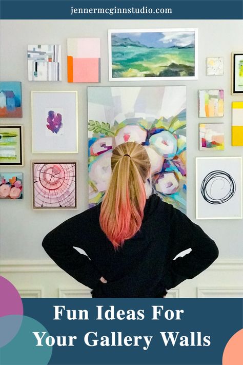 Ways to mix your art in a gallery wall. How To Mix Art On Wall, Gallery Wall Mixed Media, Gallery Wall Staircase, Girl Dorms, Girls Dorm Room, Watercolor Pictures, Gallery Wall Decor, Wall Gallery, Art Gallery Wall