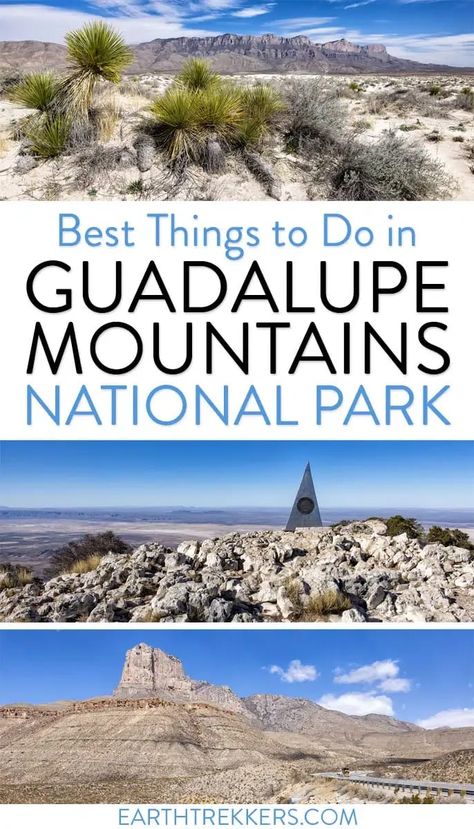 Guadalupe National Park, Earth Trekkers, Guadalupe Peak, National Park Itinerary, Guadalupe Mountains National Park, Carlsbad Caverns National Park, Guadalupe Mountains, Weekend Camping Trip, North America Travel Destinations