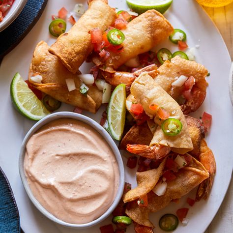 A recipe for Shrimp Taquitos with Creamy Chipotle Sauce by Spoon Fork Bacon. Rubios Chipotle Sauce, Shrimp Taquitos, Chipotle Lime Shrimp, Shrimp Fajitas Recipe, Shrimp Egg Rolls, Creamy Chipotle Sauce, Best Shrimp Recipes, Spoon Fork Bacon, Fajitas Recipe