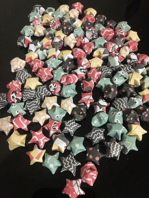 Origami Lucky Stars, Origami Lucky Star, Get Well Wishes, Origami Stars, Cute Stars, Party Table Decorations, Paper Stars, Star Decorations, Lucky Star