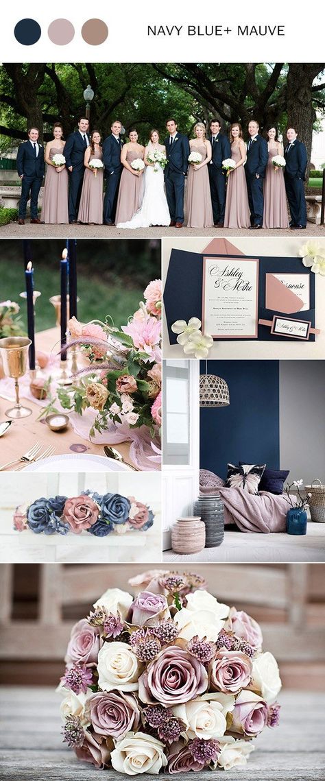 navy blue and mauve wedding color ideas for 2018 Mauve Wedding Colors, Mauve Wedding, Wedding Color Trends, Laser Cut Wedding, Laser Cut Wedding Invitations, Wedding Theme Colors, Wedding Color Palette, Navy Wedding, Wedding Color