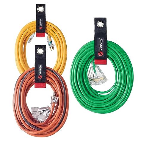 VELCRO Brand Easy Hang Extension Cord Holder Organizer Variety Pack | Holds 60-100lbs, Heavy Duty Straps Fit Easily on Hooks or Nails | Perfect for Garage Organization | 3-pk 10",14" and 18", Black: Amazon.com: Tools & Home Improvement Extension Cord Holder, Garage Wall Organizer, Camper Organization, Garage Storage Systems, Cord Holder, Cord Storage, Garage Storage Organization, Workshop Organization, Cord Wrap