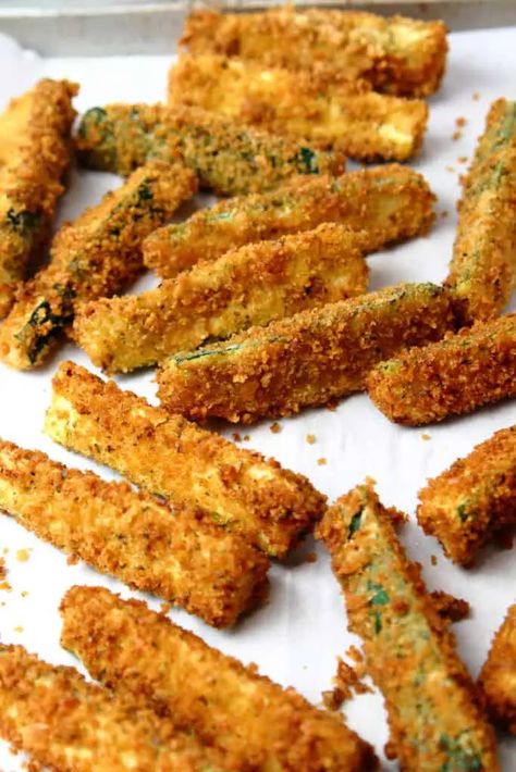 Panko Crusted Fried Zucchini | System of a Brown Fried Zucchini Panko, Deep Fried Zucchini Sticks, Fried Zuccini, Zucchini Flour, Texas Cuisine, Zucchini Spears, Fried Zucchini Sticks, Deep Fried Zucchini, Fried Appetizers