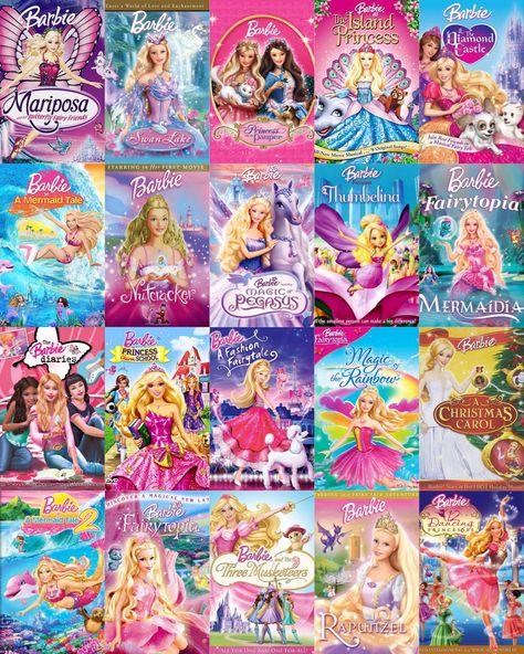 2000s Barbie Movies, Barbie Movies List, Old Kids Shows, 2000s Barbie, Good Animated Movies, Old Cartoon Shows, The Barbie Movie, Barbie Fairy, Barbie Fairytopia