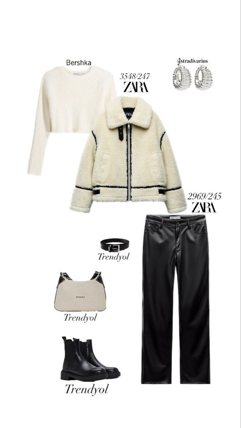 Zara Biker Jacket Outfit, Uk Winter Fashion, Zara Clothes Women, Zara Jacket Outfit, Teddy Jacket Outfit, Decent Outfits, Zara Biker Jacket, Biker Jacket Outfit, Outfit Bts