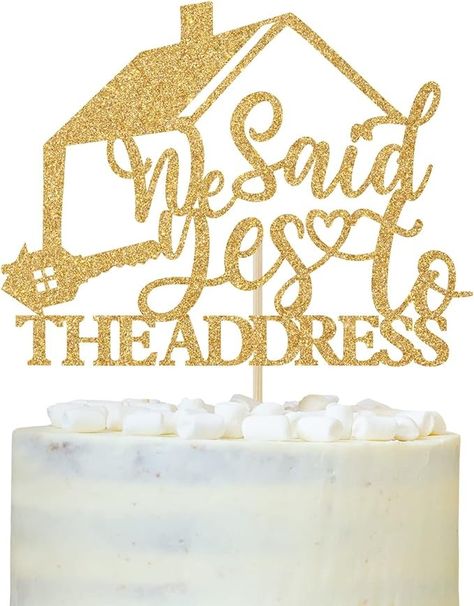 Amazon.com: Housewarming Cake Topper, We Said Yes to the Address, Our First Home, Welcome to Our Home, House Warming Party Decorations Gift Gold Glitter : Grocery & Gourmet Food Housewarming Cakes, Housewarming Cake, Realtor Ideas, We Said Yes, Housewarming Party Decorations, House Warming Party, Our First Home, Welcome To Our Home, Event Themes